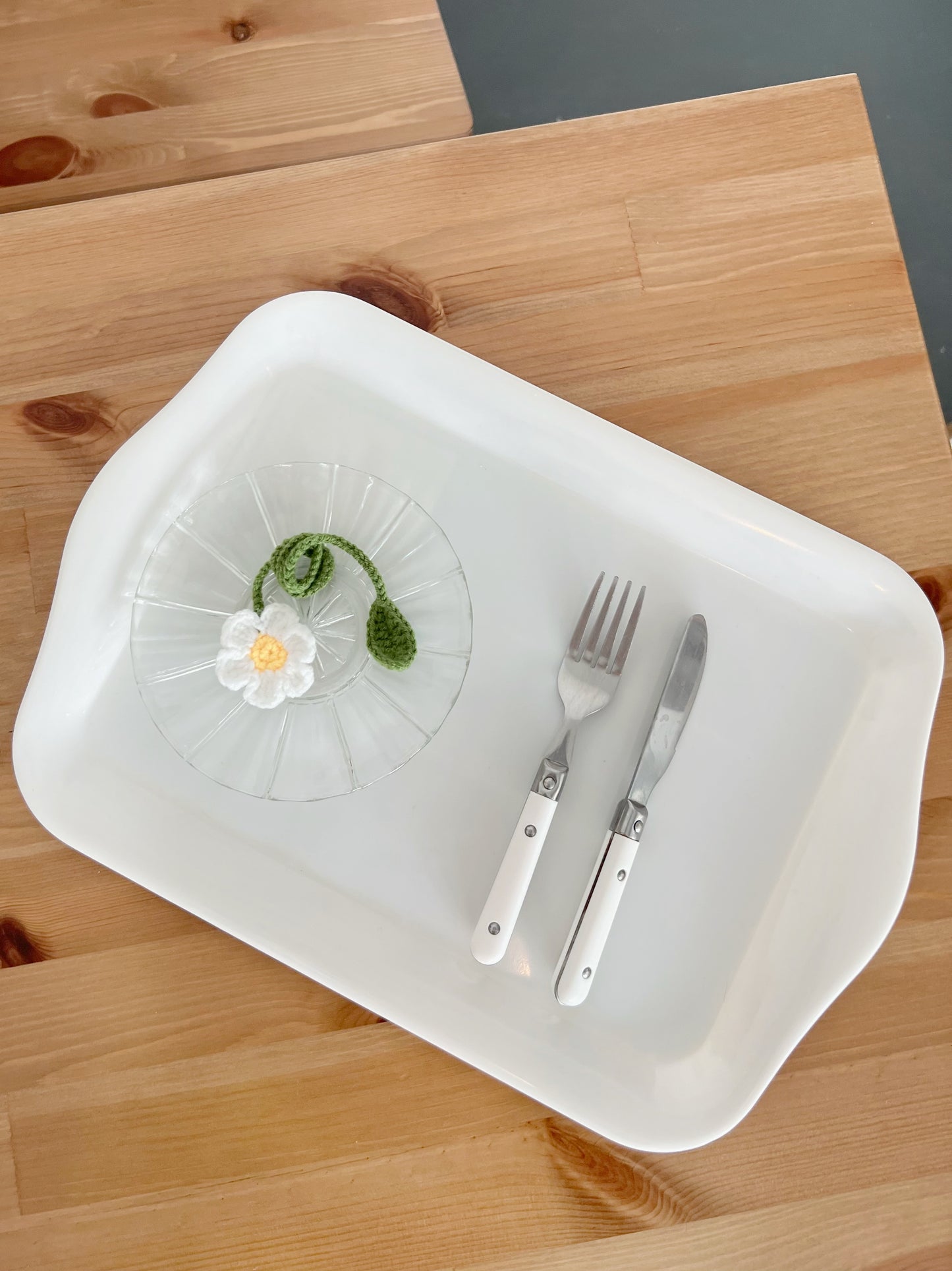 Daisy Field Crochet Keychain